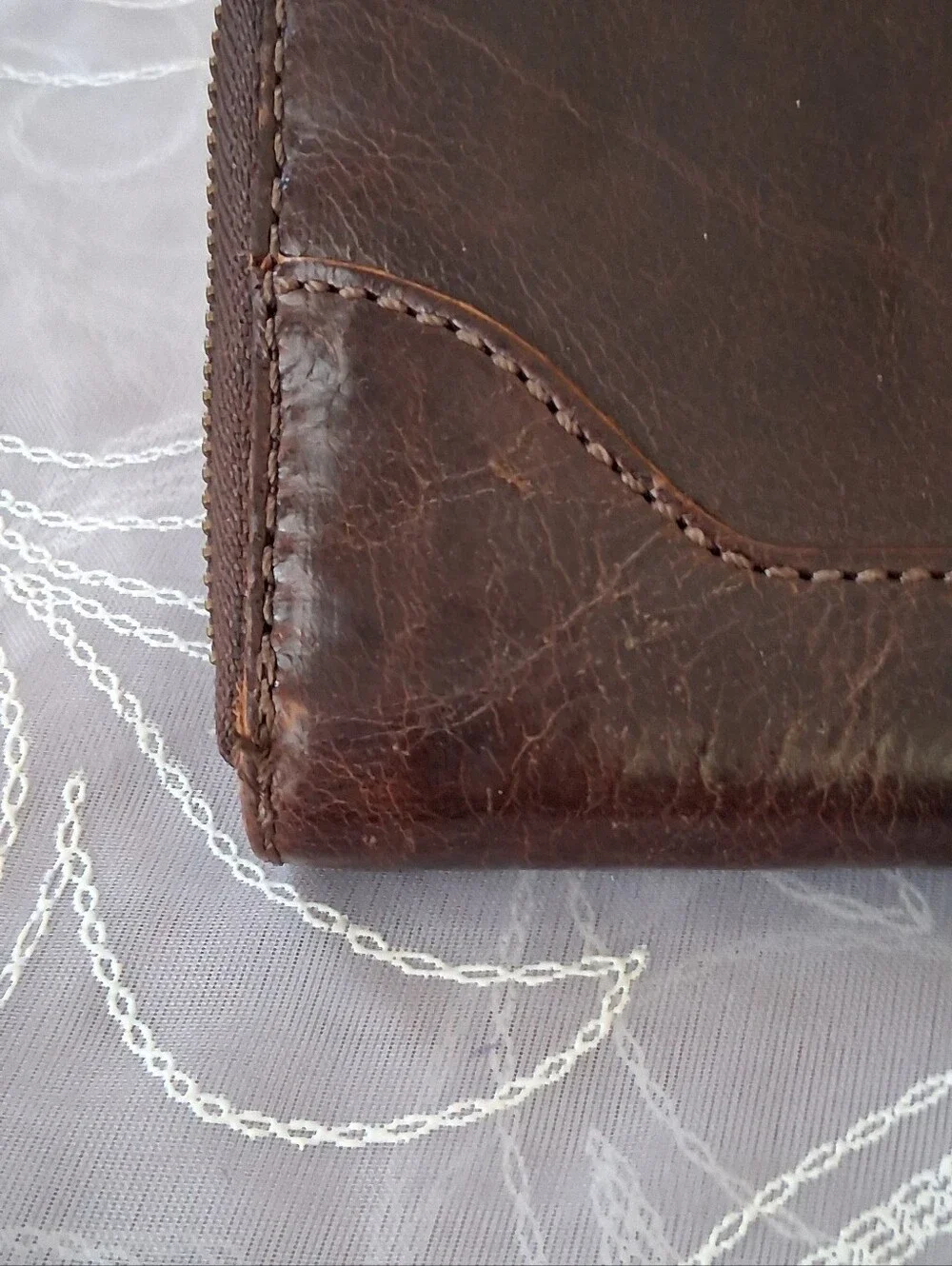 Frye Melissa Leather Zip Around Contential Wallet Dark Brown